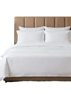 Modern Hotel White Cotton Simple Duvet Cover Set Customizable Eco-Friendly Breathable Wrinkle-Resistant 4-Piece 300tc All-Season