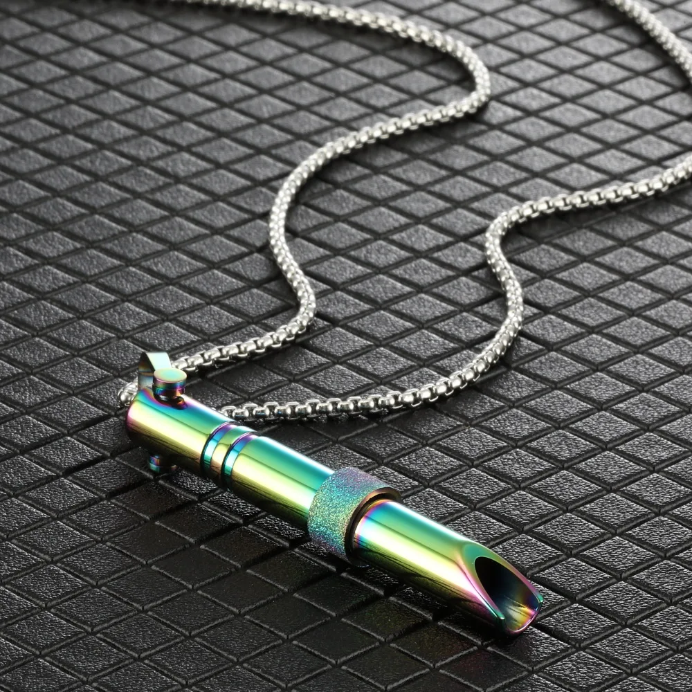 Set Di 2 Collane Con Fischietto In Acciaio Inox Per Ansia E Rilassamento - Design Fiore Di Loto, Per Yoga E Meditazione (Nero E Argento) - 4
