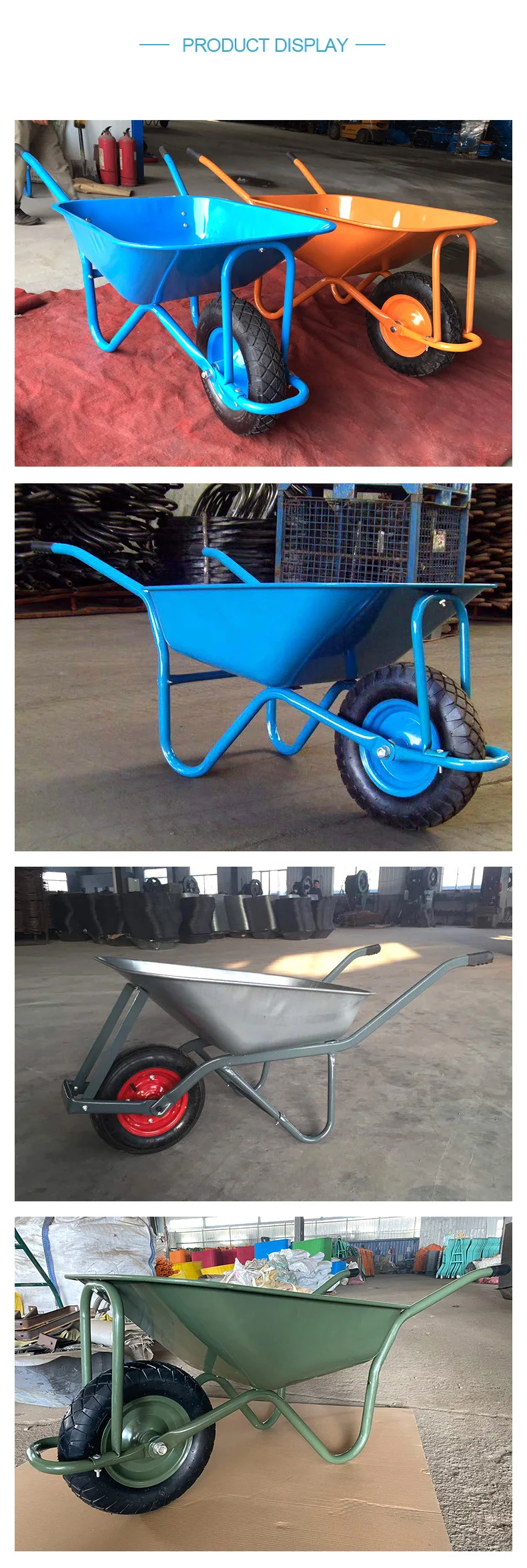 Double Wheel Industrial Heavy Duty Garden Yard Cart 2 Tire Wheel Barrow Tray Wheelbarrow