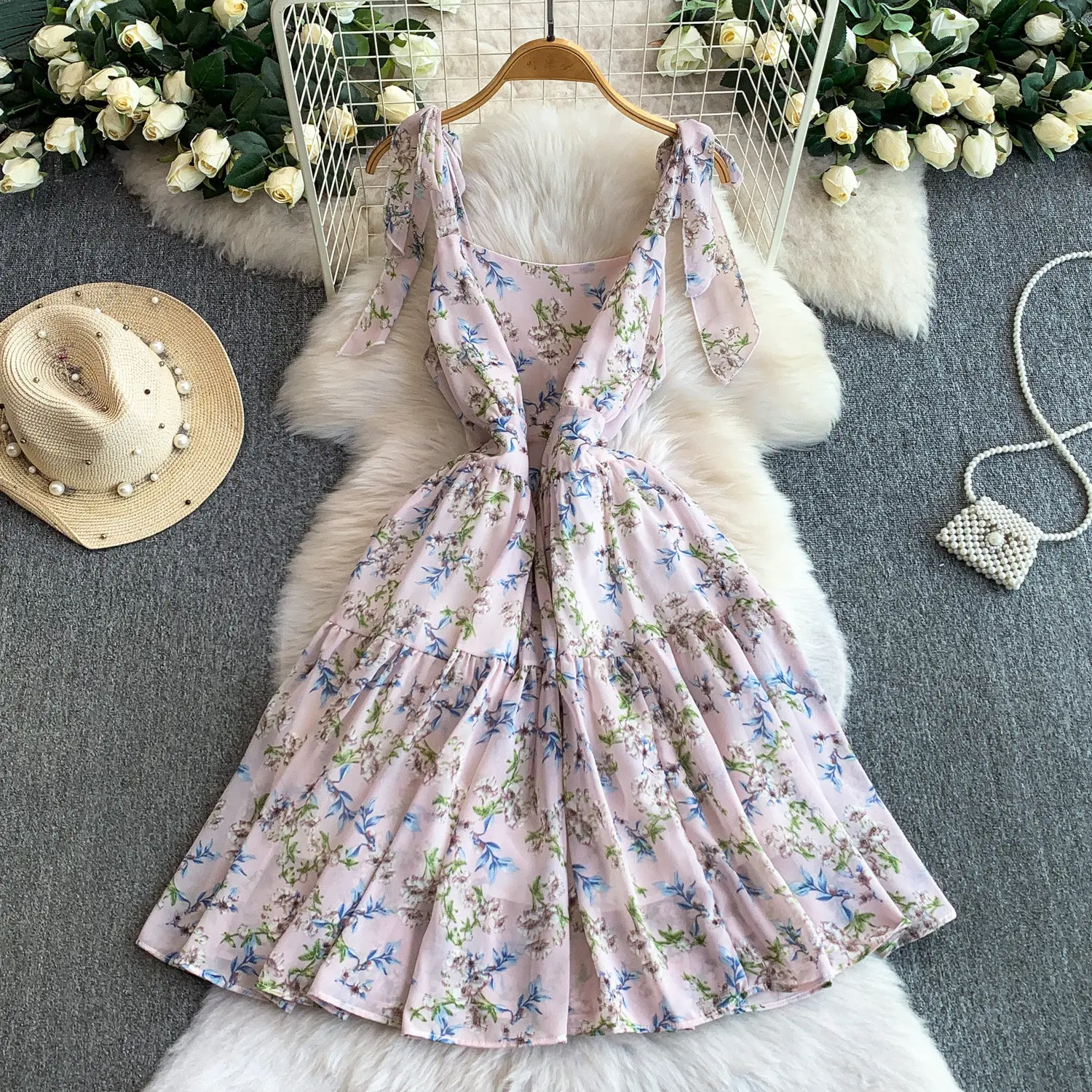 vintage style holiday dresses Holiday Style Romantic Vintage Women's Dress Empire-waisted V-neck Slimming  Mid-length Dresses| Alibaba.com