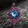 Black gold Blue pointed crystal pendant with Chopin chain