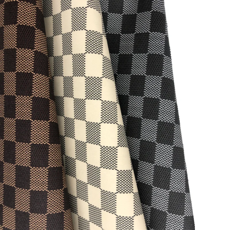 Popular Texture Square Grid Decorative Plaid Pattern PU Woven Leather for Floor Doormat Door Mat Phone Case Bag Fabric