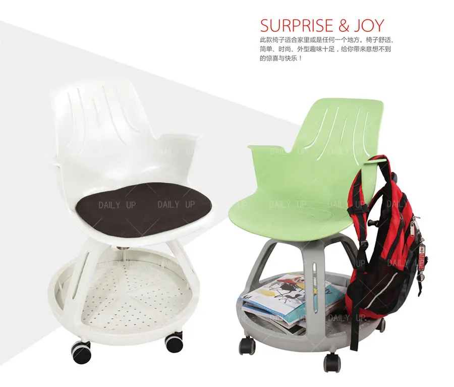 Professional Swivel Training Chair With Armrests For Student Adjustable Reading Chair With Huge Basket For Library Conference