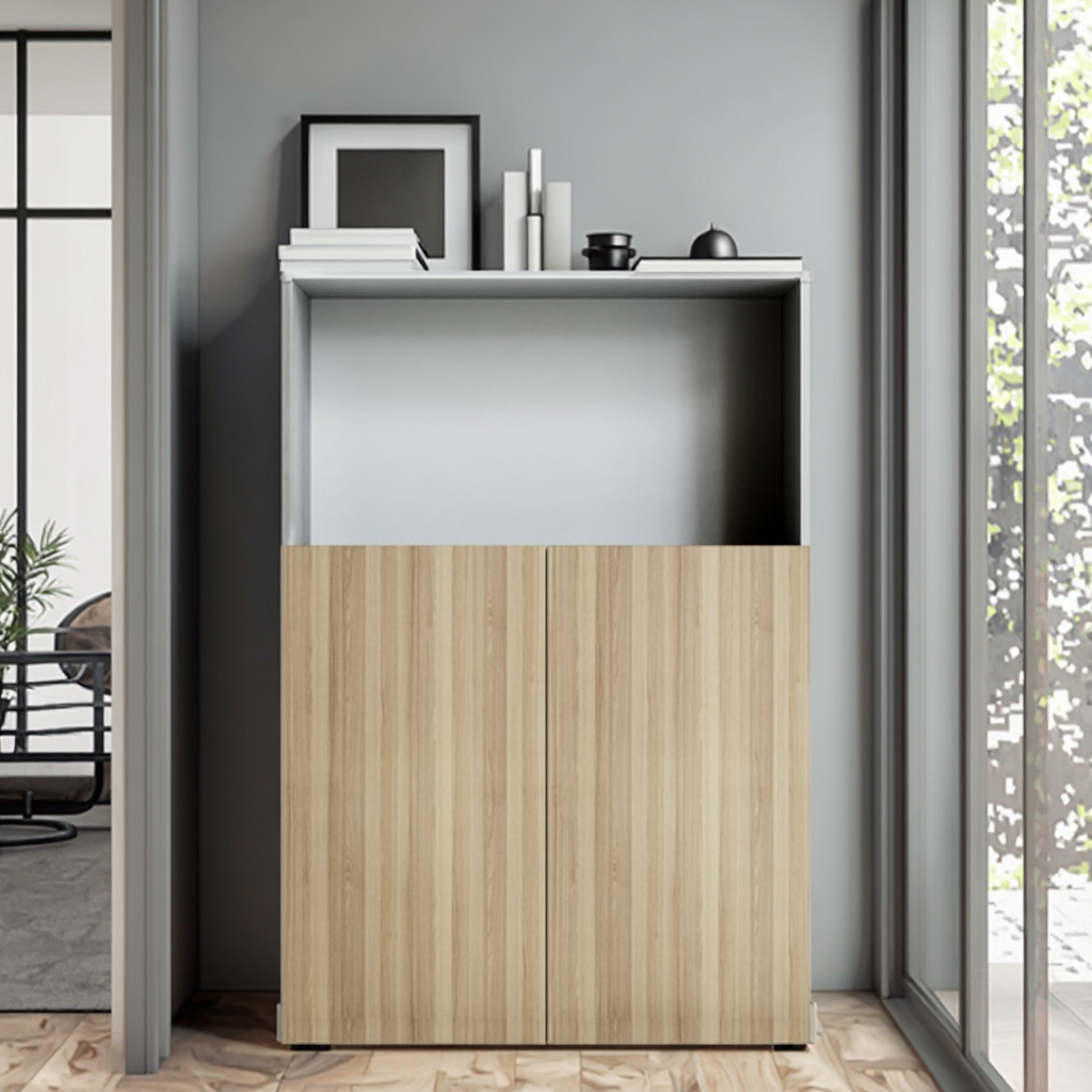 Compact Wood Office File Storage Cabinet with Document Organizer and Shelves 3