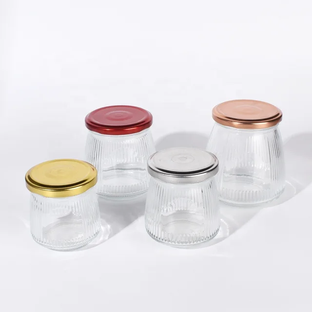 Ru Star Popular Unbreakable Vertical Stripes Glass Canisters Jars For Yogurt Seasoning Spices