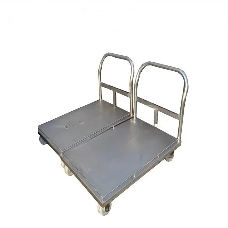Customized heavy duty steel warehouse trolley industrial handling platform trolley with high load PU wheels suitable for factory