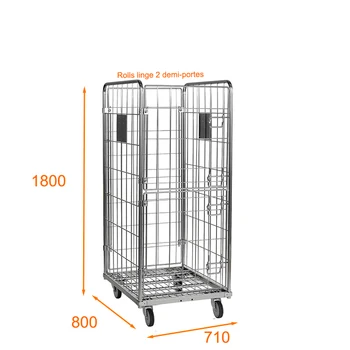 710x800xH1800 Metal Roll Cage Container   laundry trolley cart with wheels cage trolley   for laundry hospital