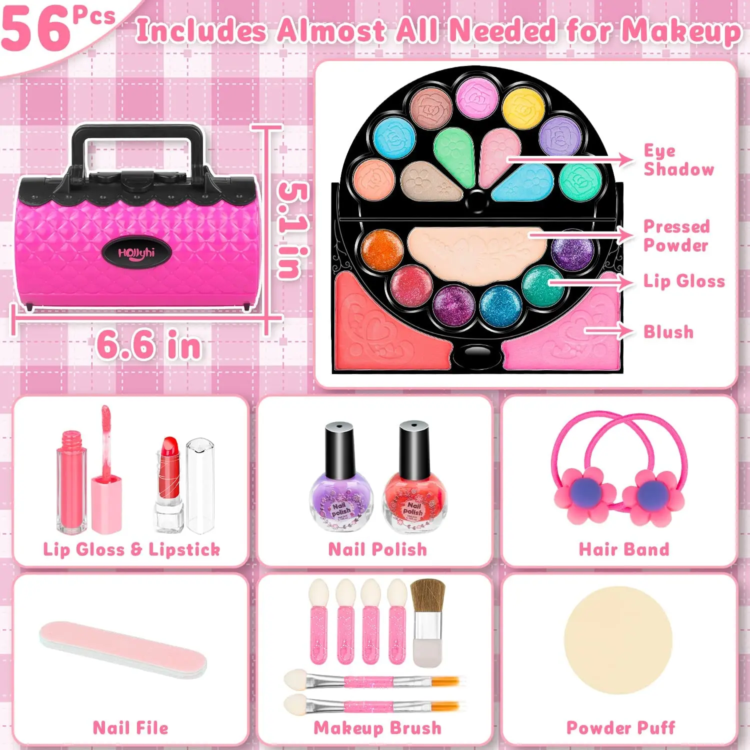 Huiye Kids Makeup Kit For Girl Washable Toddler Makeup Kit Girl Toys