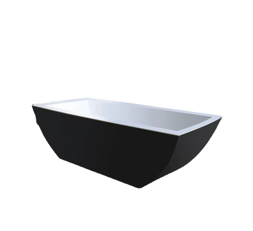 China Wholesale Acrylic Black Finished Bathtub Simple Low Price Free standing Bathtub Bathroom Shower Tub