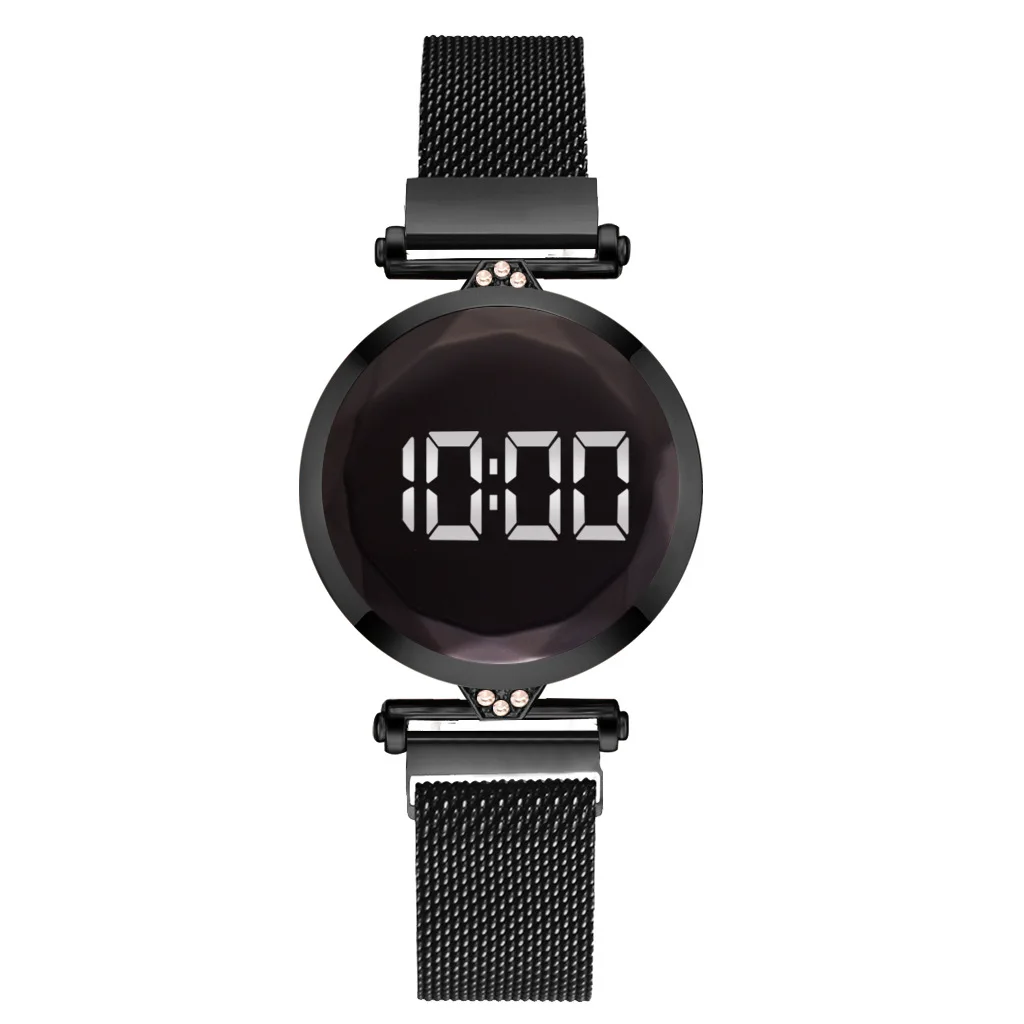 Magnet Strap Watches for Girls Women Touch Screen Digital Watch Adjustable  Mesh Band Fashion Beautiful Ladies Led Watch