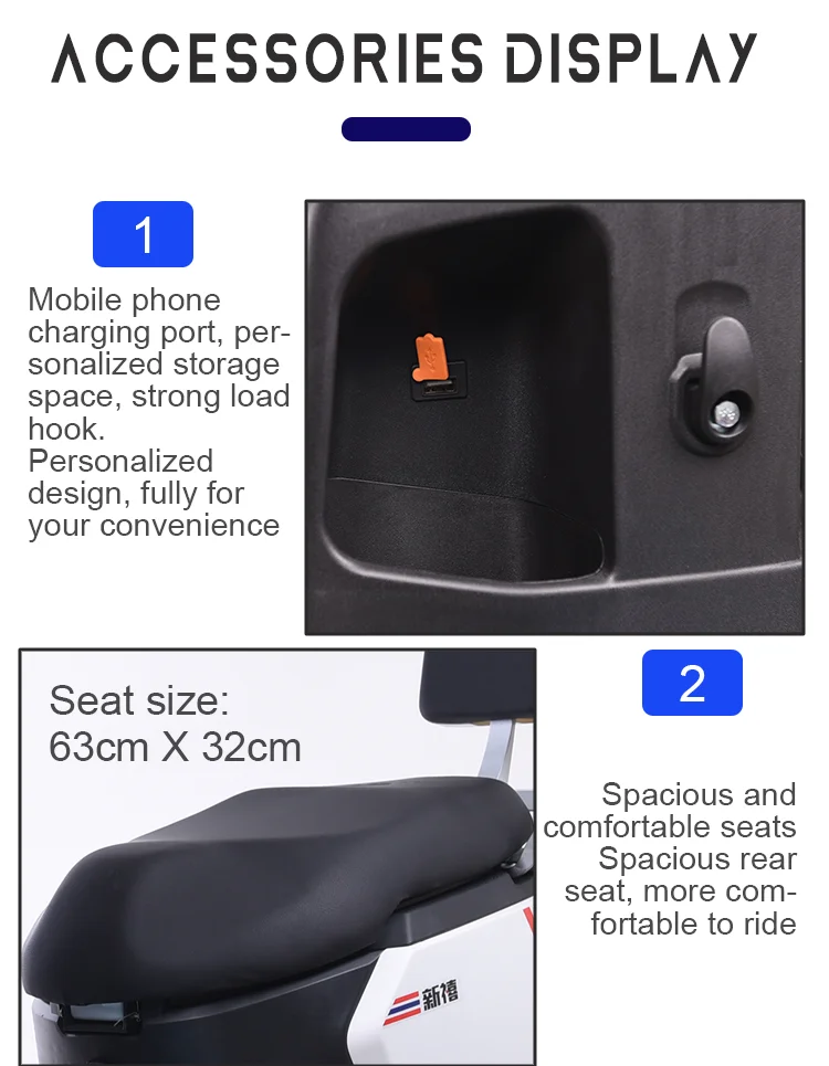 Factory Wholesale Good Quality 60V 72V 20AH 32AH 1200W 1500W 2000W Powered Scooters Electric Scooty for Adults