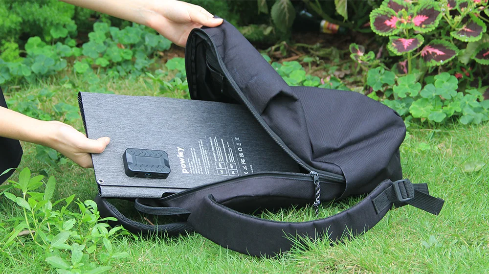 Powkey 60W Portable Solar Panel 12-18V Solar Charger With USB C, 2*QC3