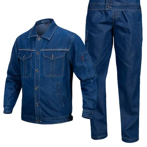 Soft Denim Work Clothes for Men Customized Workwear Summer Denim Jackets and Pants Fashion Overalls Factory Supply Uniforms