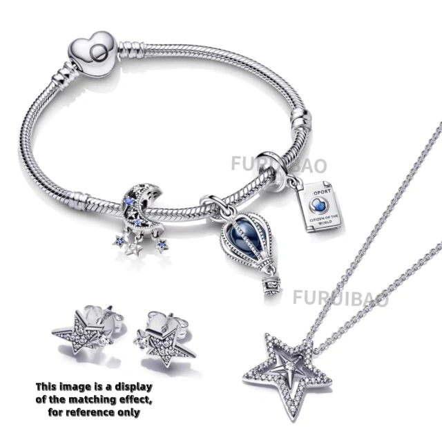 PandoraBBF 925 Silver Dreamer Bracelet Set DIY Bracelet Blue Hot Air Balloon Freedom Symbol Exquisite
