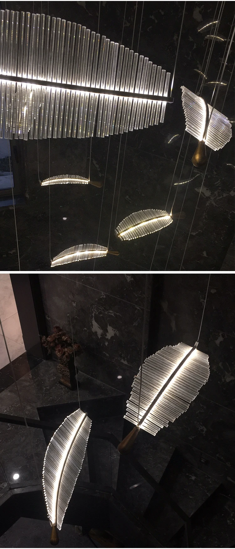 cpl 15 professional quality glass leaf indoor decoration chandelier led pendant light  -5