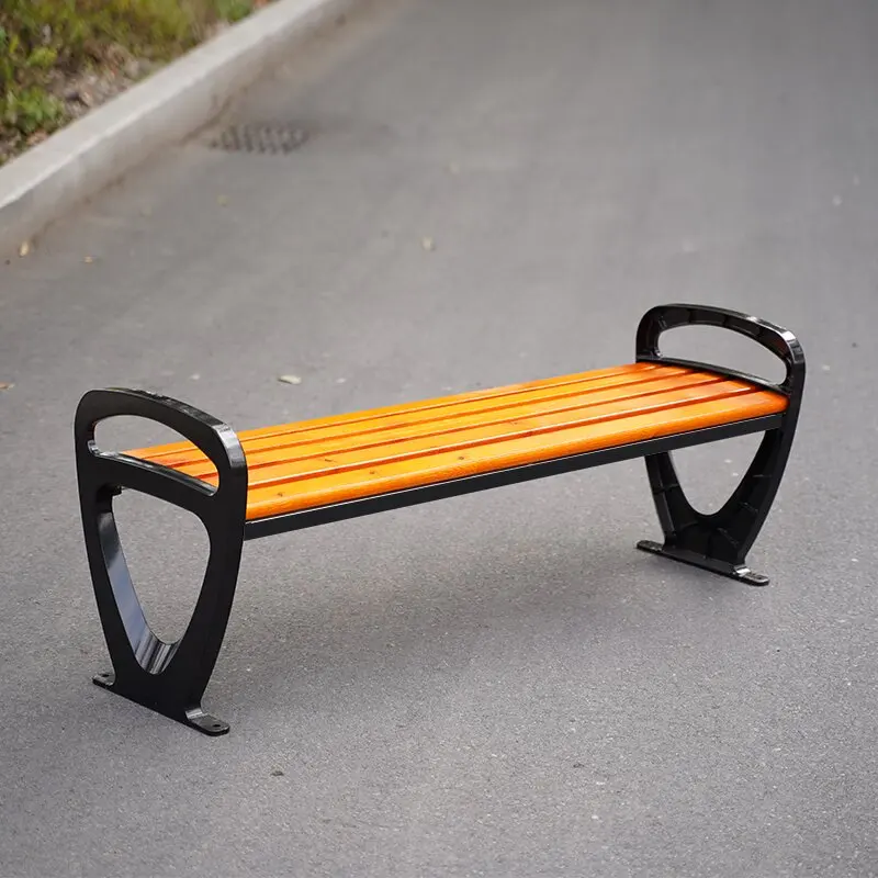 street furniture cast aluminium Anticorrosive wood bench patio park outdoor benches without backrest