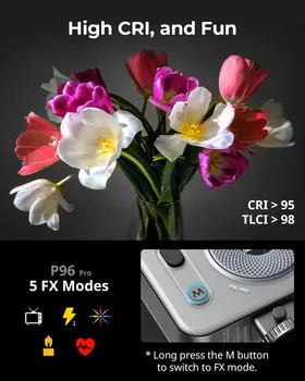 SMALLRIG Vibe P96 Pro Led Video Light, Portable Camera Light for Photography, Cold Shoe Light, CRI95+, 2500-6500K, 5 Effects detail image