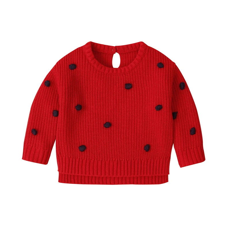 Toddler Baby Girl Knit Cardigan Embroidery Round Neck Long Sleeve Fall Winter Cardigan Sweater 