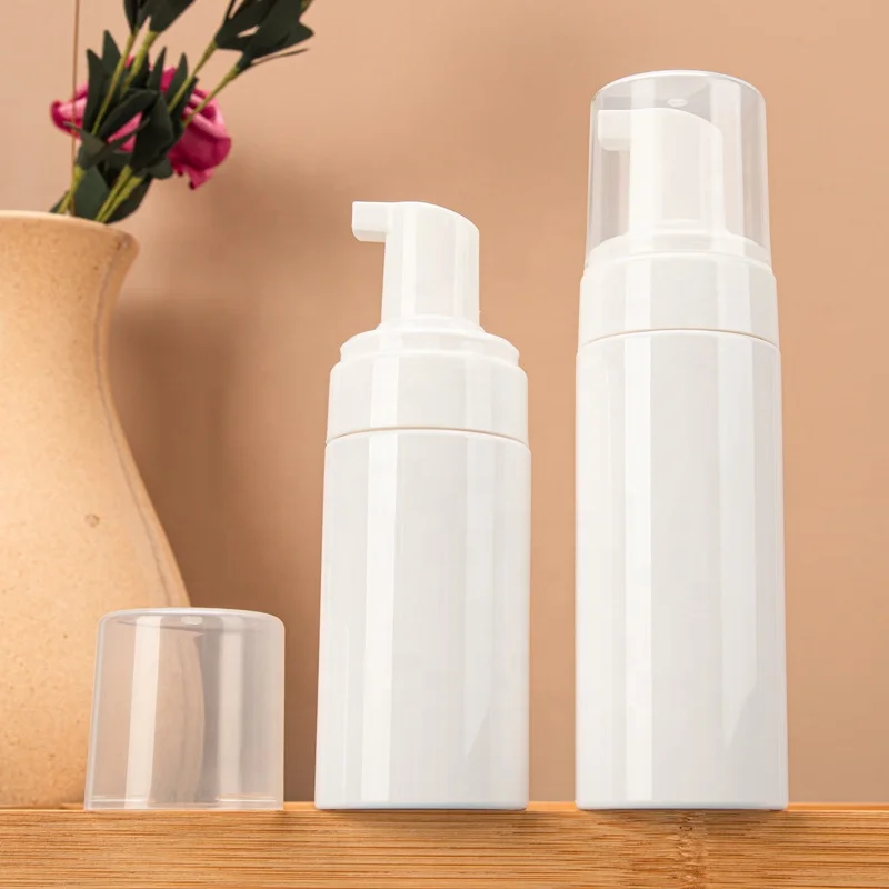 Empty Plastic Foam Pump Bottle 120ml 150ml White Pet Facial Cleanser Mousse Foam Pump Bottle