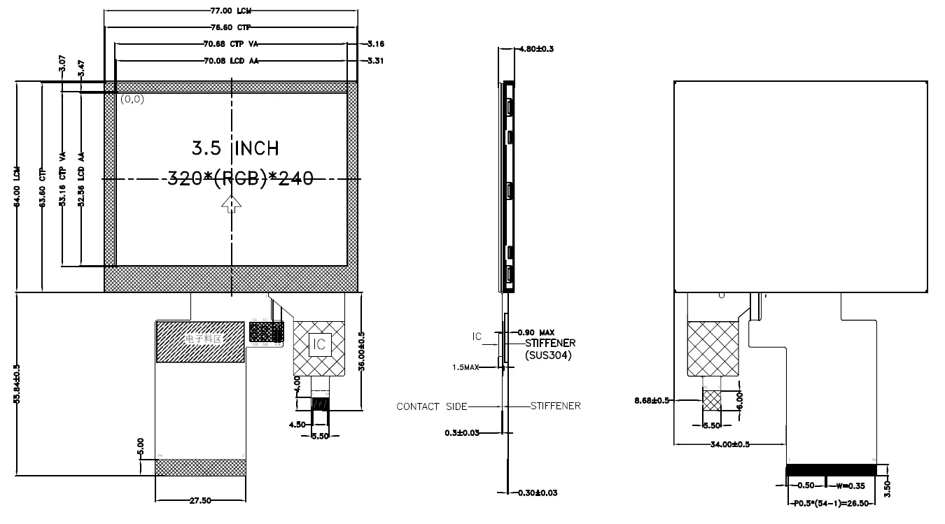 3.5inch 320x240 Spi Rgb Tft Lcd Display Screen 1.5'' 1.5 Inch Display