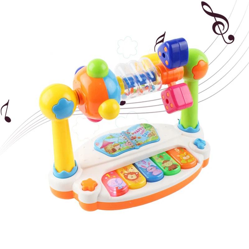 2022 New Little Baby Educational Cartoon Musical Keyboard Piano Toy With Song & Light Baby Activity Education Toy