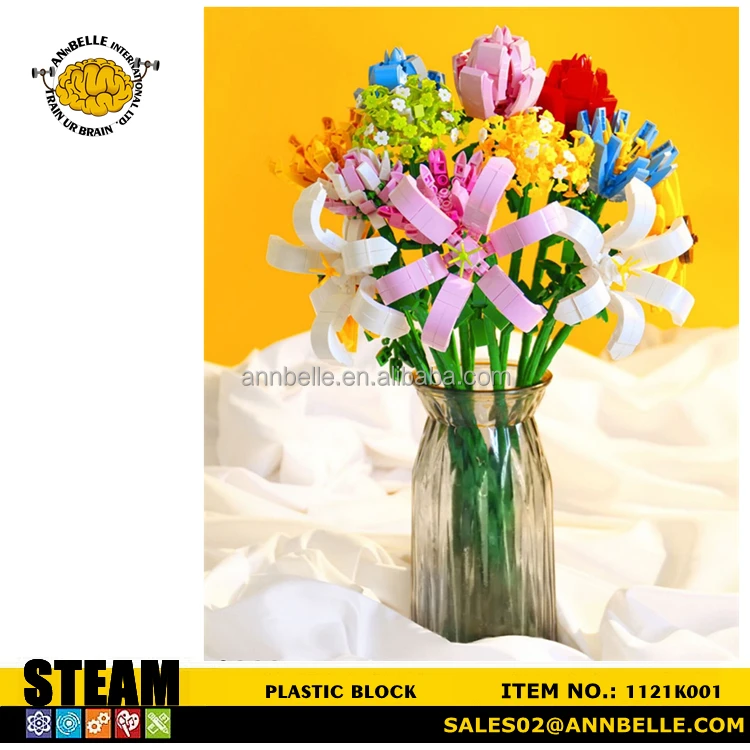 New Popular Assembly Plastic Assembling Flower Block Toys Bouquet Romantic Kit Building Blocks Home Decor Bricks