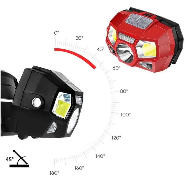 Waterproof Motion Sensor Usb Rechargeable Led Head Light Headlamps for Hiking Barbecue Night Running Jogging Riding