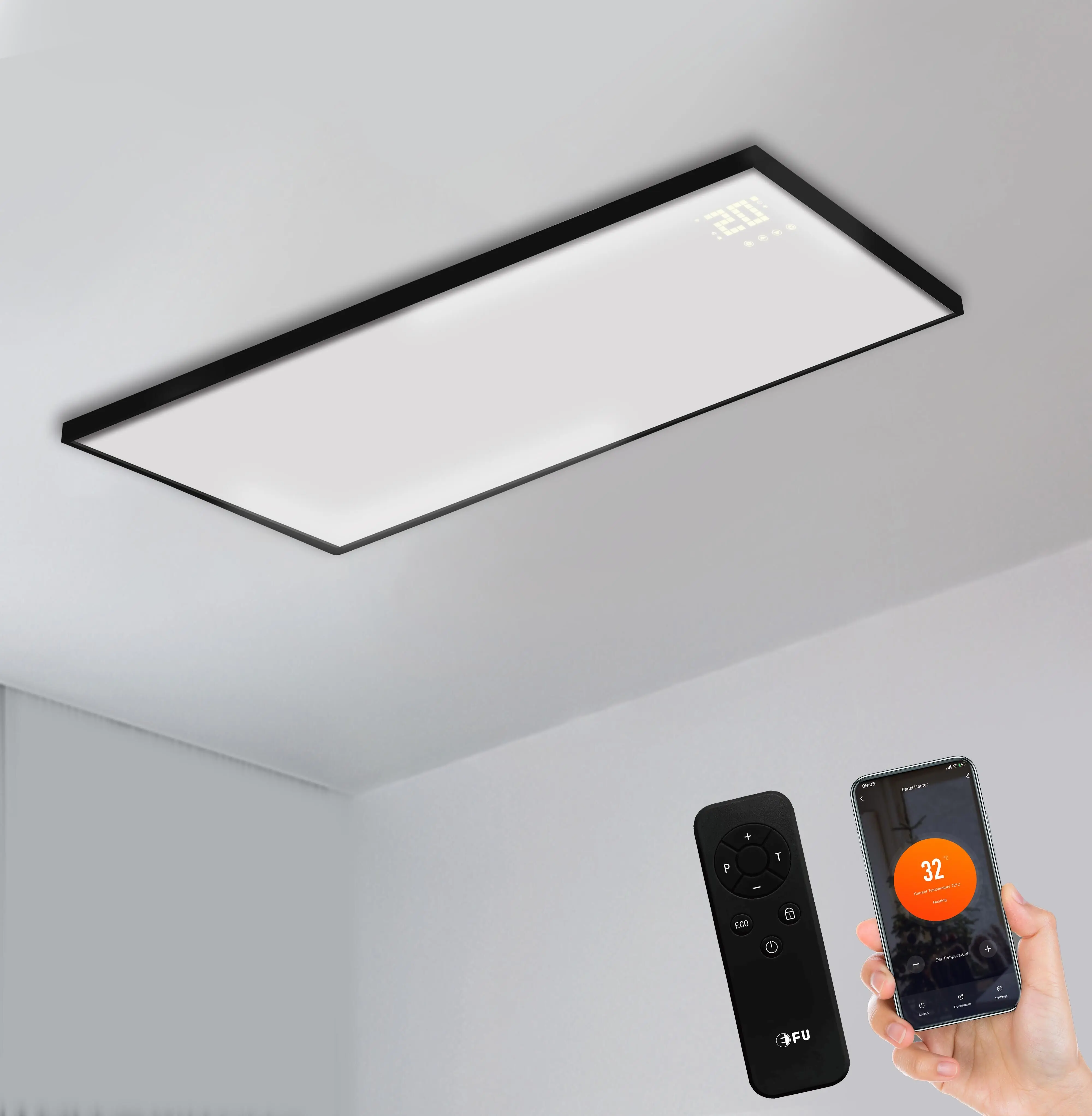 Ceiling Infrared Heating Panel With Light Ir Infrarotheizung Smart Heater Hot Yoga Wall Panel Heater