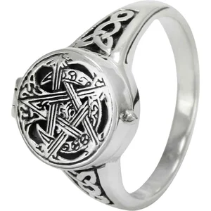 Vintage Tree Pentacle Ring Custom Sterling Silver Locket Finger Ring