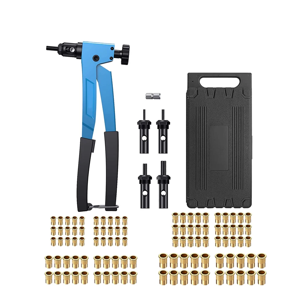 10" Hand Rivet Nut Gun,Heavy Duty Hand Riveter Kit With 100pcs M3 M4 M5