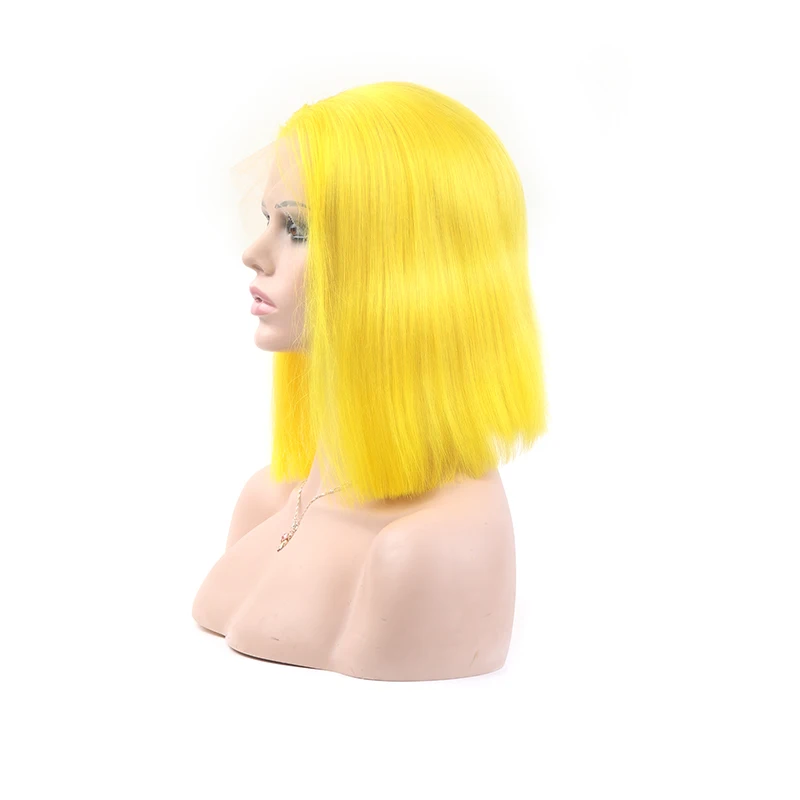 Peruvian Human Hair Short Length 12 Inch Bob Wig 10A Virgin Hair Lace Front Bob Wigs
