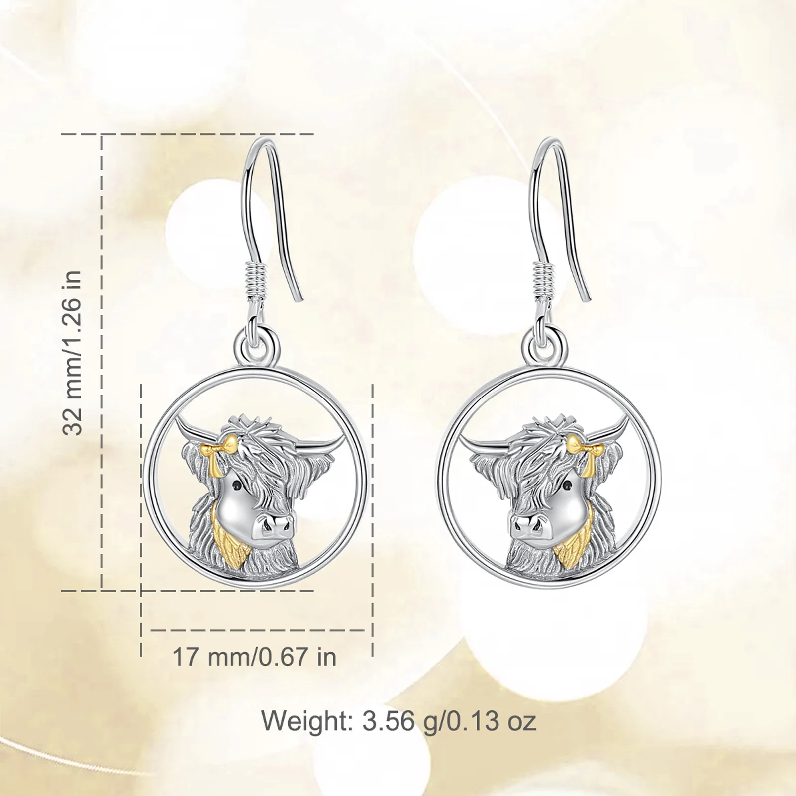Orecchini Highland Cow ONEFINITY - Argento Sterling 925 Con Design Mucca