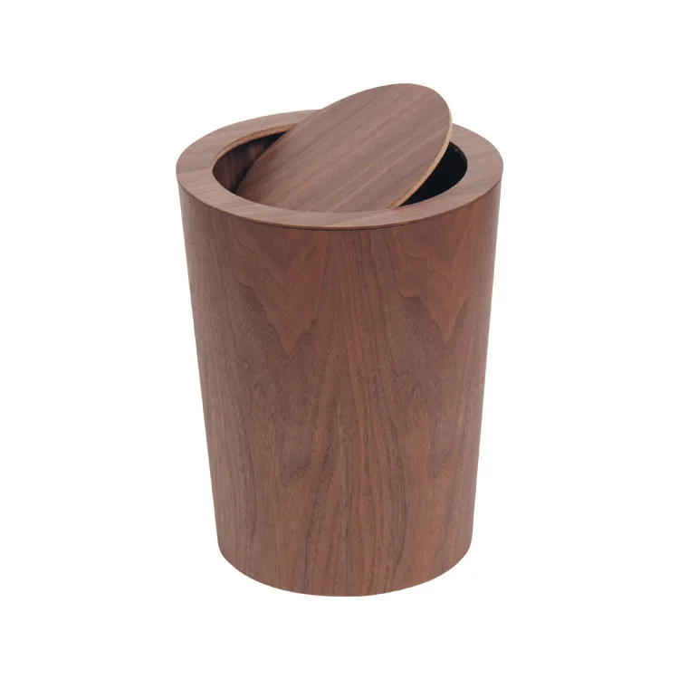 Nordic Unprinted Flip Wooden Trash Can Large Trash Can Home Office Hotel Paper Basket