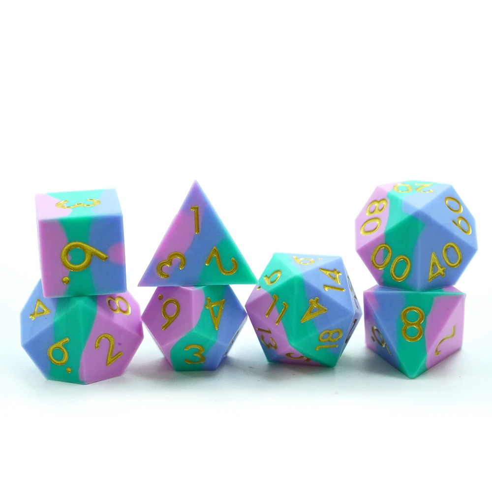 Yushun カスタムシリコン Dnd D4-D20 ダイスセット 新モデル 3色 多面体RPGゲーム用 16mmサイズ 色混合 RPGゲーム用