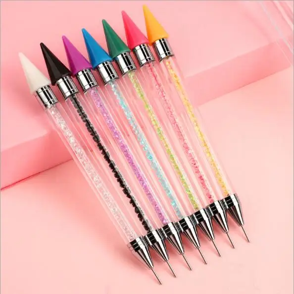 Dual-Ended Nail Rhinestone Picker Wax Silicone Tip Pencil Pick Up  Applicator Dual Tips Dotting Pen Beads Gems Crystals Studs Picker with  Acrylic