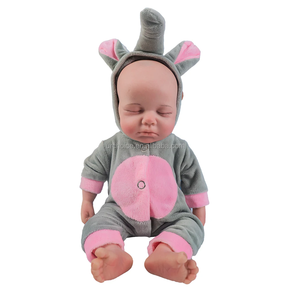 Mini Realistic Soft Twins 12 Inch Full Solid Silicone Sleeping Newborn ...