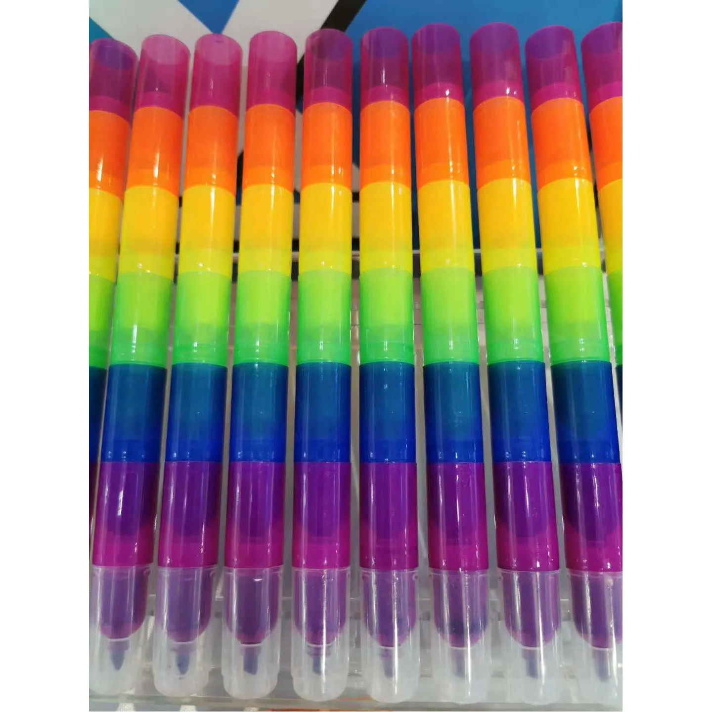 NLR FUN [6 Colors ×7 Kids Stackable Rainbow-Color Highlighter, Fluorescent  Marker
