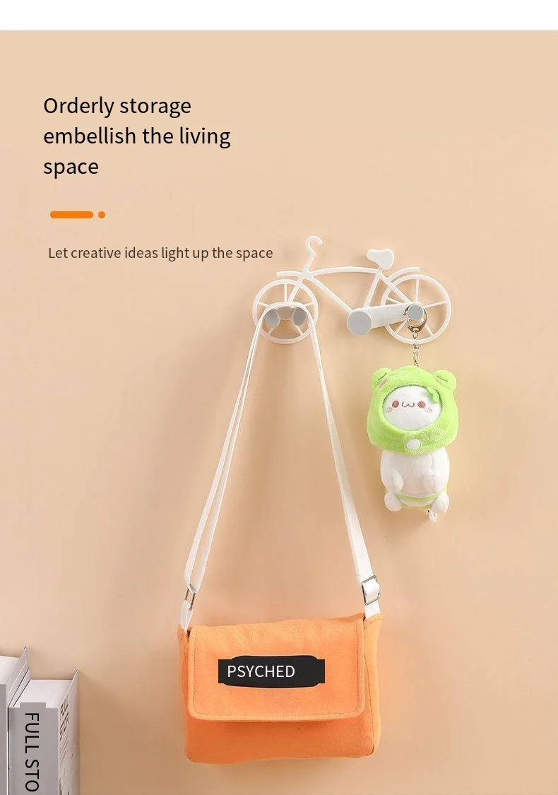 Creative simple bicycle punch free novelty hooks Key storage wall novelty hooks key novelty hooks behind the door supplier