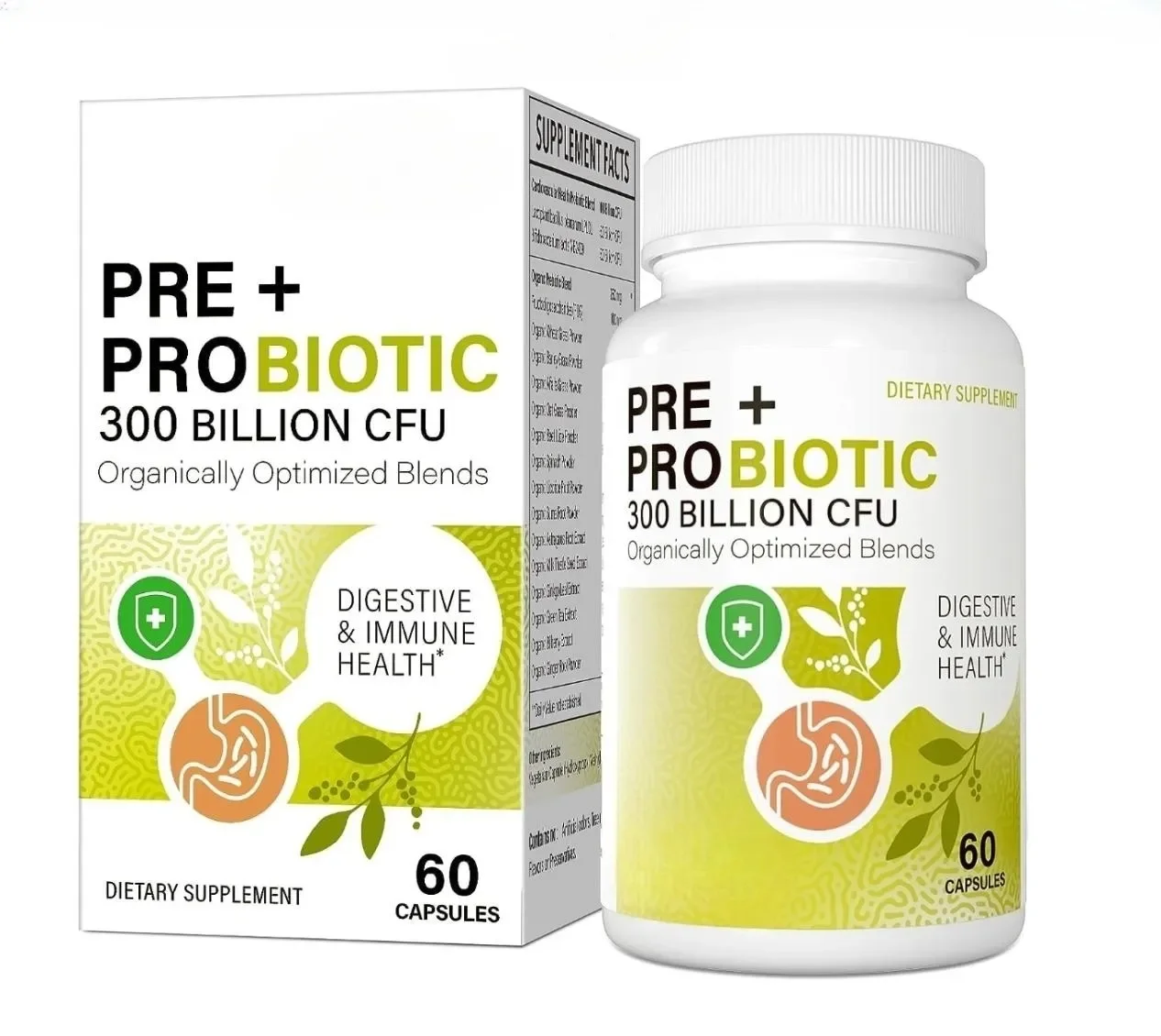 OEM/ODM Pre +Probiotics capsules - 300 Billion CFU, 22 Strains Probiotics Daily Probiotics for Digestive Health, Immune Constipa