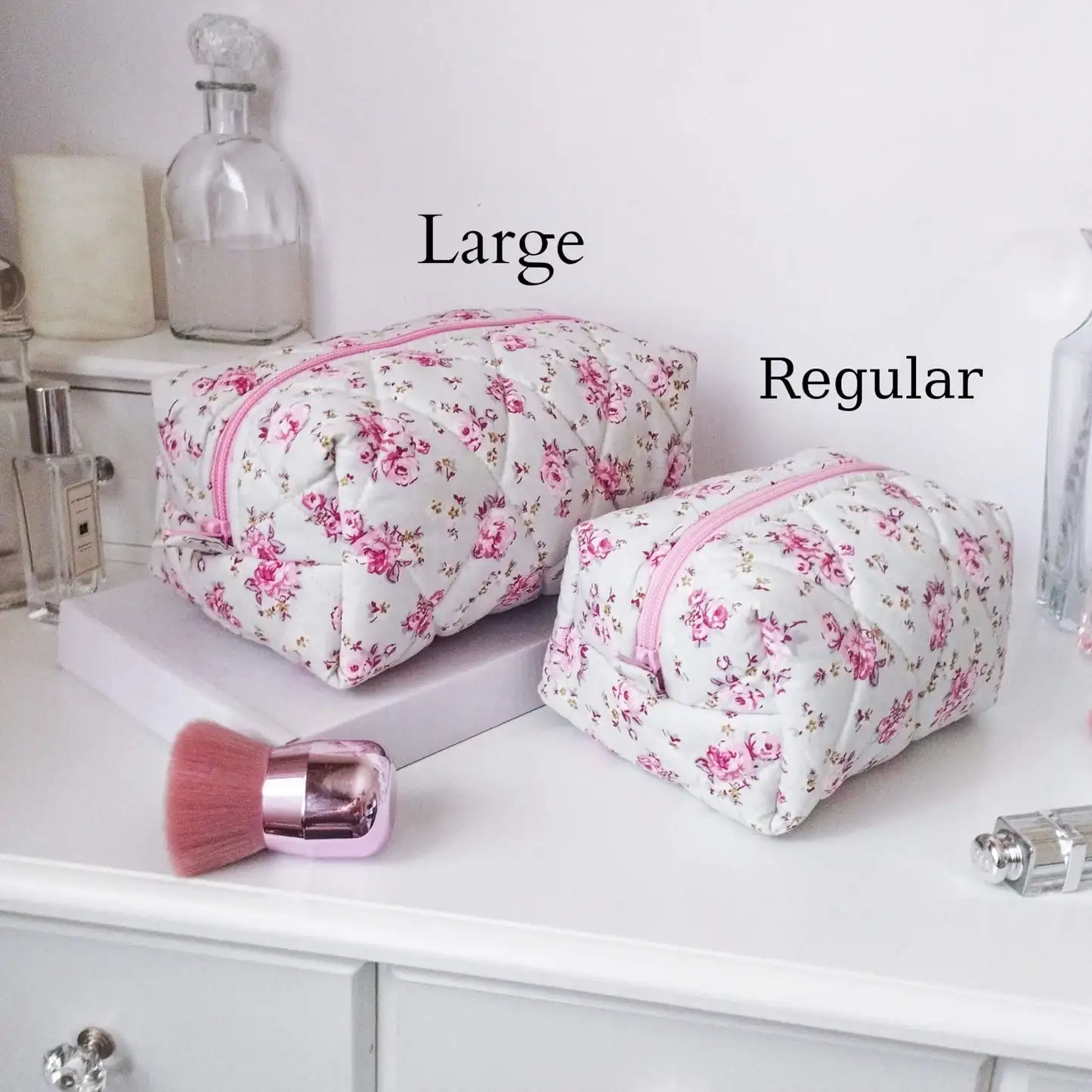 Personality Waterproof Beauty Zipper Travel Pencil Quilted Makeup Pouch