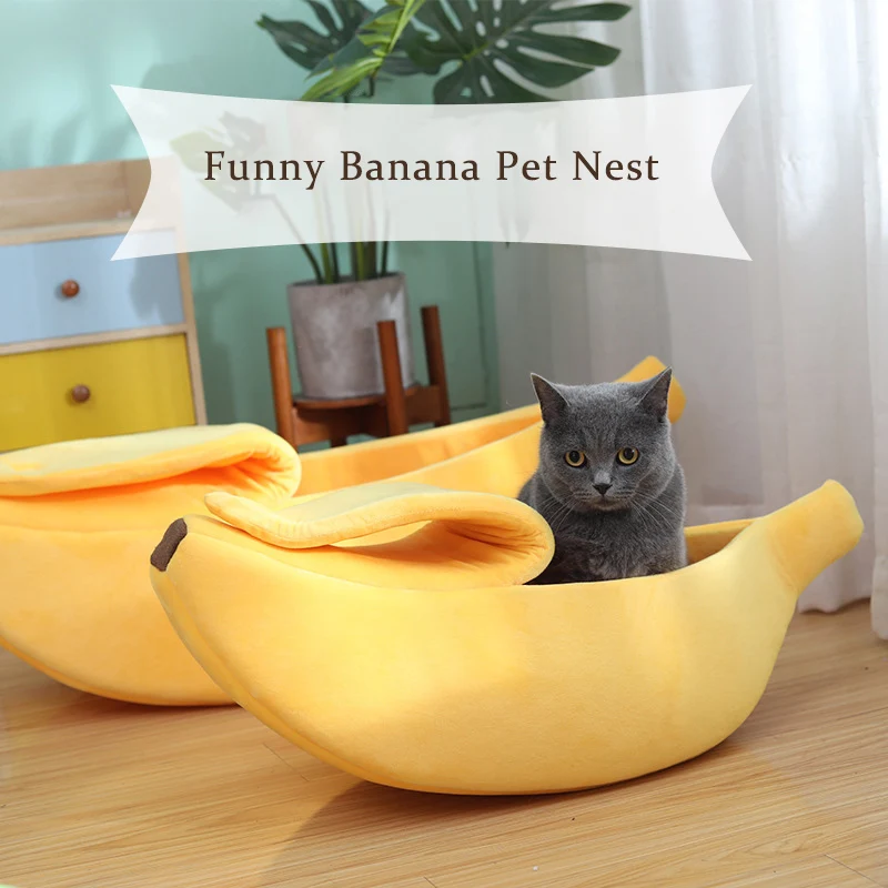 Funny Warm Design Banana Shape Pet Bed Cave Cute Cat Dog Sleeping House