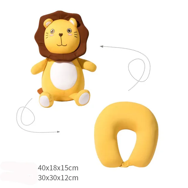 New Arrival Penguin lion Toy 2 in 1deformable Microbeads Cartoon Animal Polar Bear Design U Shape Travel Neck Pillow