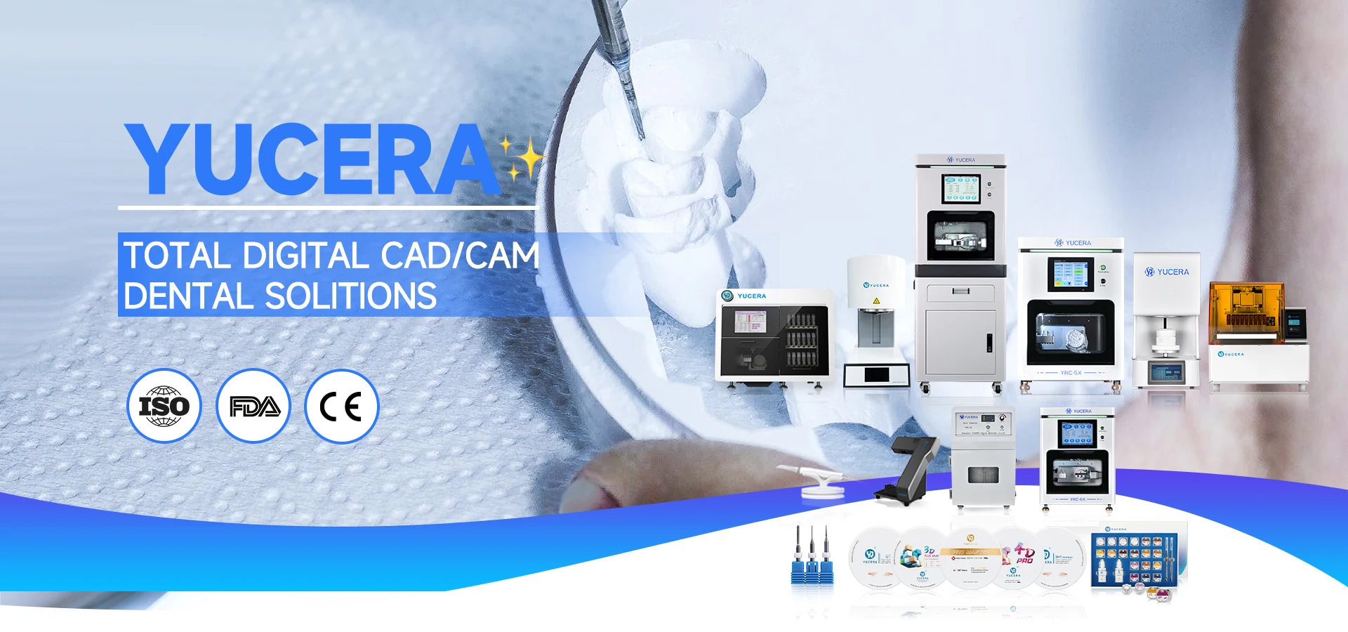 Yucera Factory Price CADCAM Dental 5axis Wet Milling Machine Vertical Milling Equipment for Titanium Disc,PMMA,Lithium,Premill