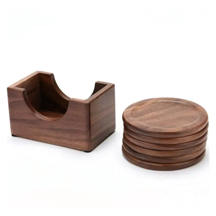 Walnut Coasters Wood Coasters Set with Cup Holder Natural and Organic  Dinner Decor Centerpiece for Home Office Table 