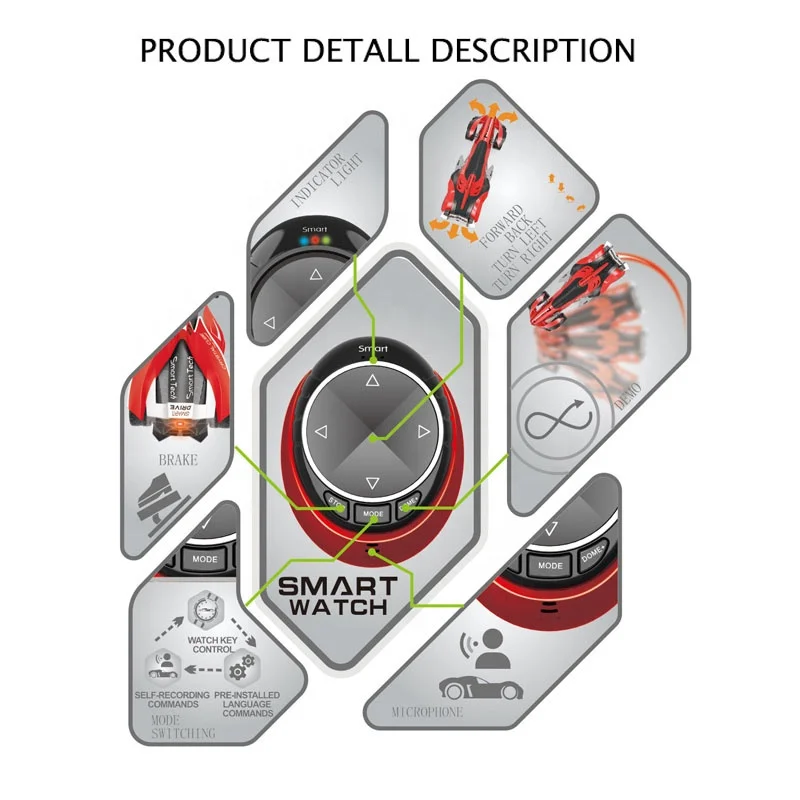 Intelligent 3 Mode Voice Control Car Toy Rc Watch Control Car with Sound
