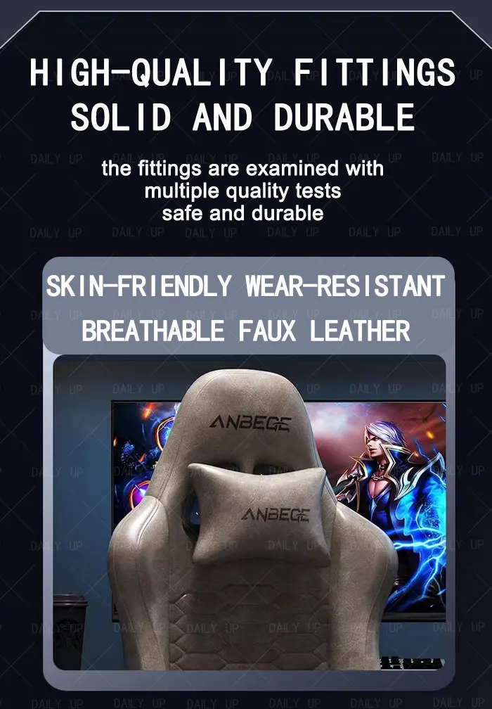 Luxury Faux Leather Gaming Chair With Headrest Footrest Ergonomic Office Computer Chair Swivel Adjustable Recliner Racing Chair