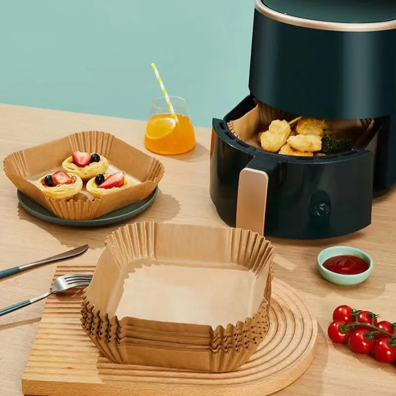 Air Fryer Paper Liners Disposable Oil-Proof Waterproof Oven Baking Paper Round Square Rectangle Parchment Kitchen Party Supplies
