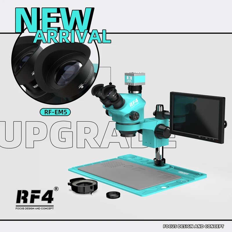 RF4 RF4 RF7050TVD2-2KC2-X101 Trinocular Electronic Repair RF4 Microscope With 2K Camera 10 Inch Monitor Mobile IC Chips Repair