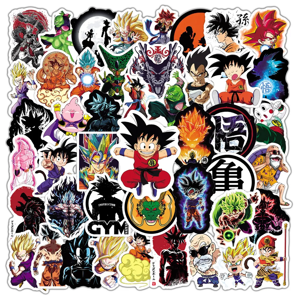 50 Stk Anime Dragon Ball Super Saiyan PVC Sticker für Skateboard Fahrrad@AmH
