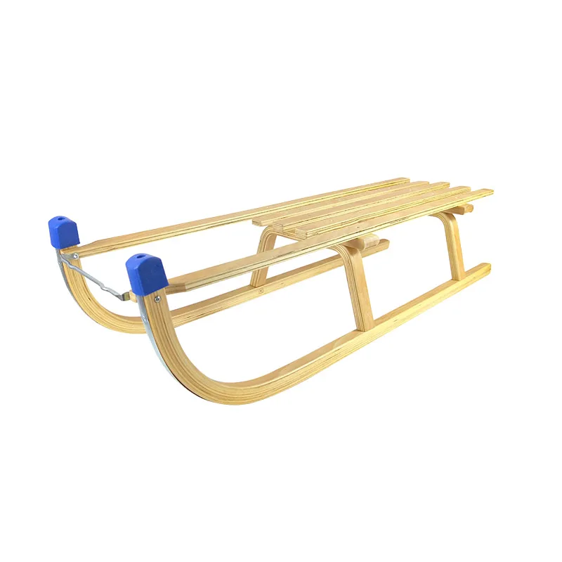 Factory Direct Wholesale Custom Snow Sledge Kids Outdoor Foldable Wooden Sled 80/90/100/110CM for Winter Fun